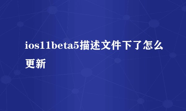 ios11beta5描述文件下了怎么更新