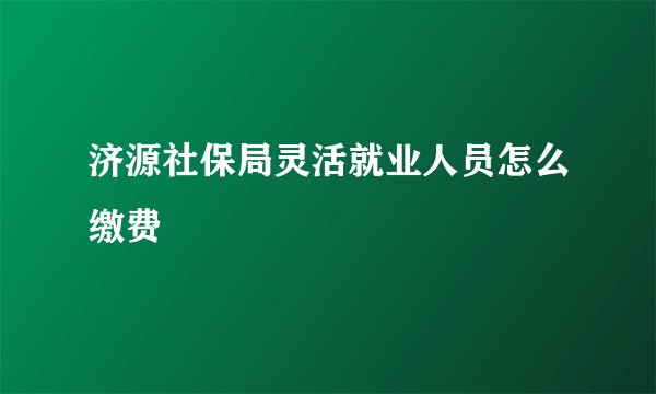 济源社保局灵活就业人员怎么缴费