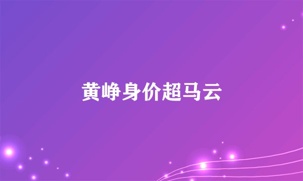 黄峥身价超马云