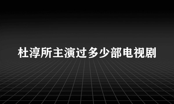 杜淳所主演过多少部电视剧