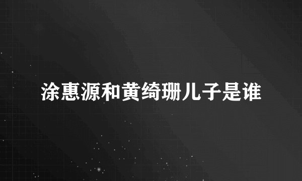 涂惠源和黄绮珊儿子是谁