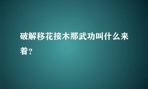 破解移花接木那武功叫什么来着？