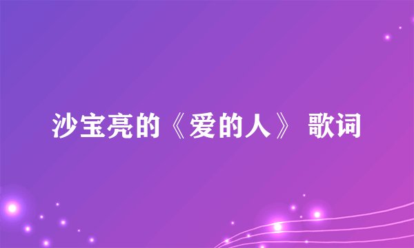 沙宝亮的《爱的人》 歌词