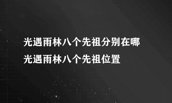 光遇雨林八个先祖分别在哪 光遇雨林八个先祖位置