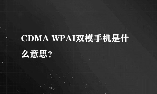 CDMA WPAI双模手机是什么意思？