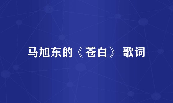 马旭东的《苍白》 歌词
