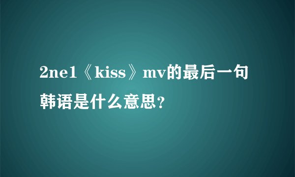 2ne1《kiss》mv的最后一句韩语是什么意思？