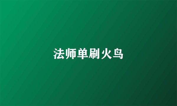 法师单刷火鸟