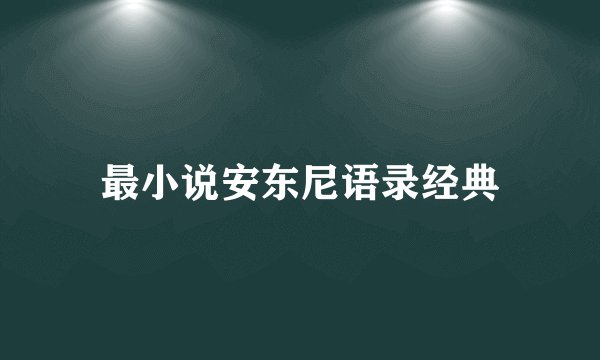 最小说安东尼语录经典