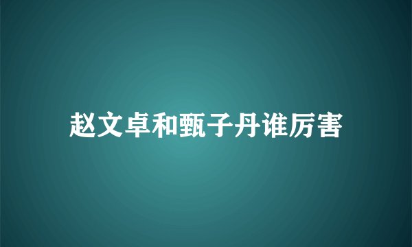赵文卓和甄子丹谁厉害