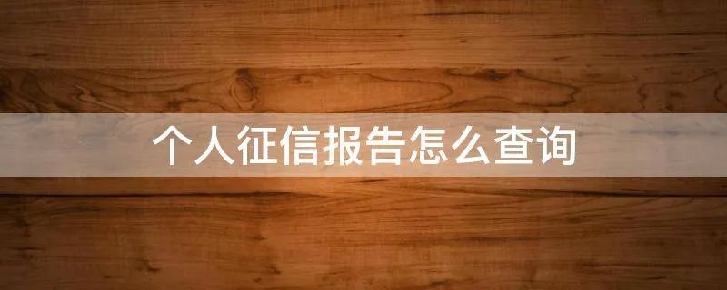 个人征信报告怎么查询