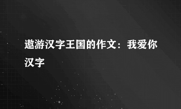 遨游汉字王国的作文：我爱你汉字
