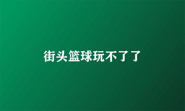 街头篮球玩不了了