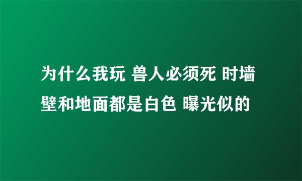 为什么我玩 兽人必须死 时墙壁和地面都是白色 曝光似的