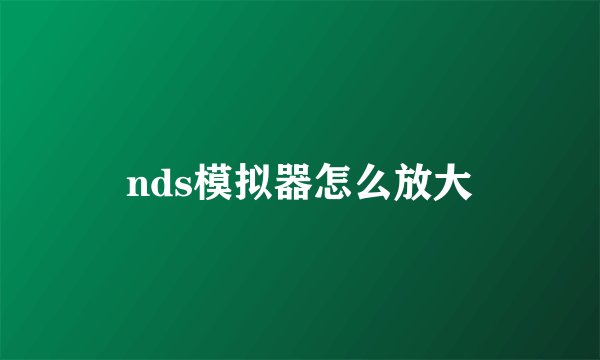 nds模拟器怎么放大