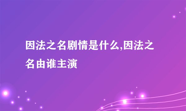 因法之名剧情是什么,因法之名由谁主演