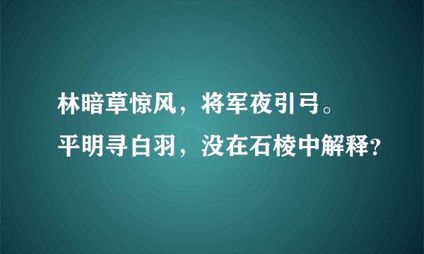 林暗草惊风，将军夜引弓。 平明寻白羽，没在石棱中解释？