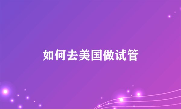 如何去美国做试管