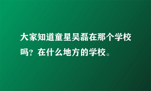大家知道童星吴磊在那个学校吗？在什么地方的学校。
