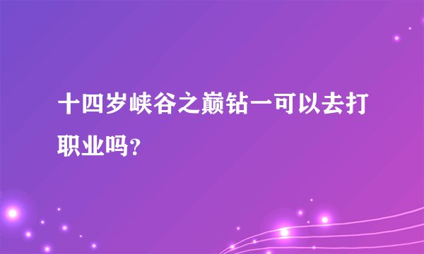 十四岁峡谷之巅钻一可以去打职业吗？