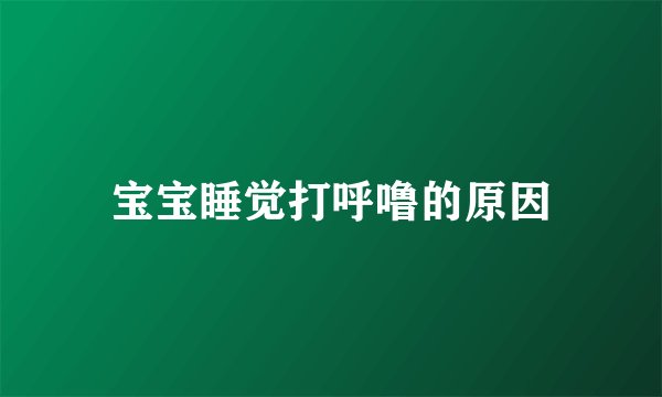 宝宝睡觉打呼噜的原因