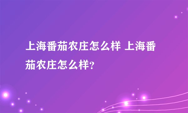 上海番茄农庄怎么样 上海番茄农庄怎么样？