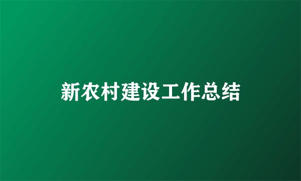 新农村建设工作总结