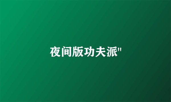 夜间版功夫派
