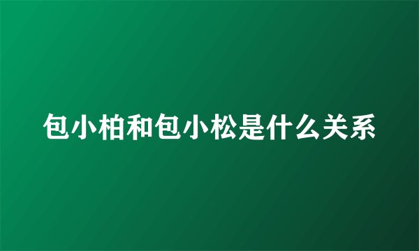 包小柏和包小松是什么关系