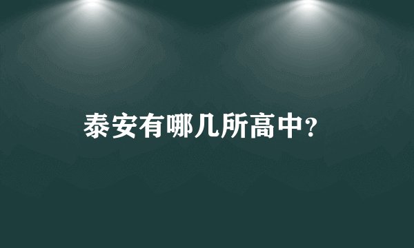 泰安有哪几所高中？