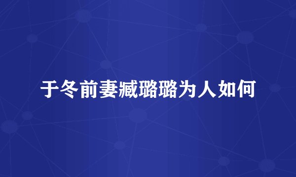 于冬前妻臧璐璐为人如何