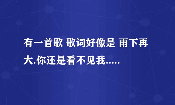 有一首歌 歌词好像是 雨下再大.你还是看不见我......你还是爱自己多.