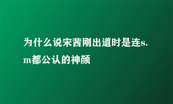 为什么说宋茜刚出道时是连s.m都公认的神颜