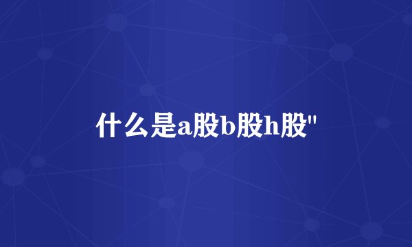 什么是a股b股h股
