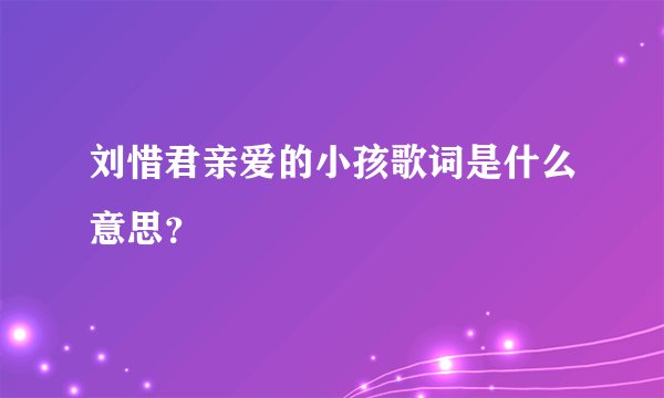 刘惜君亲爱的小孩歌词是什么意思?