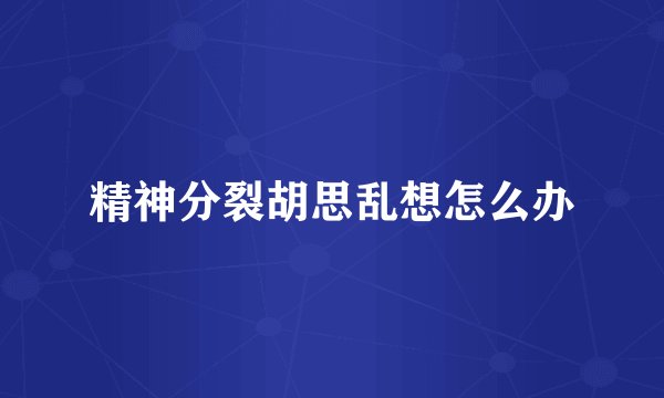 精神分裂胡思乱想怎么办