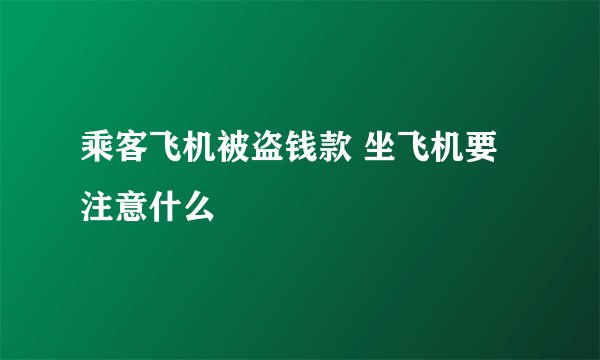 乘客飞机被盗钱款 坐飞机要注意什么