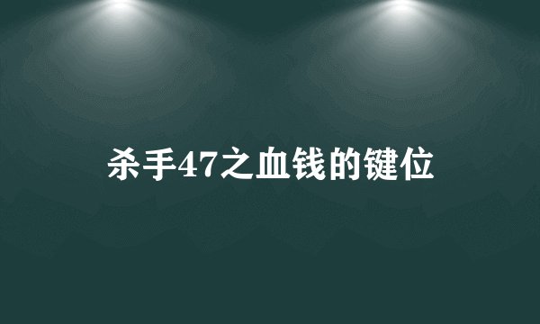 杀手47之血钱的键位