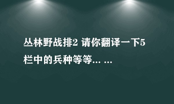 丛林野战排2 请你翻译一下5栏中的兵种等等... 再问一下那个命令是全体进攻？