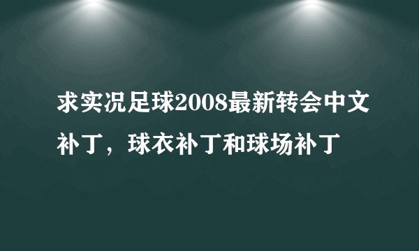 求实况足球2008最新转会中文补丁，球衣补丁和球场补丁