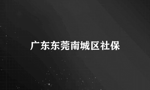广东东莞南城区社保
