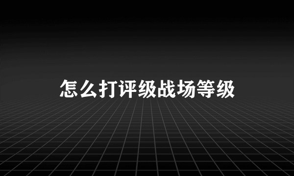 怎么打评级战场等级