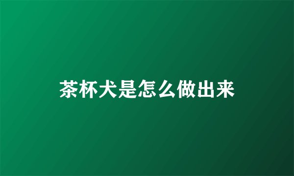 茶杯犬是怎么做出来