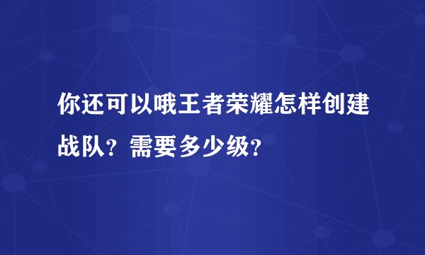 你还可以哦王者荣耀怎样创建战队?需要多少级?