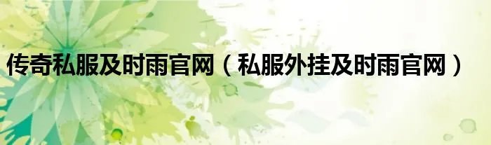 传奇私服及时雨官网（私服外挂及时雨官网）