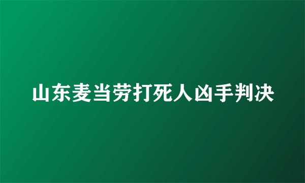 山东麦当劳打死人凶手判决