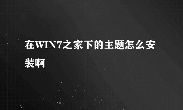 在WIN7之家下的主题怎么安装啊