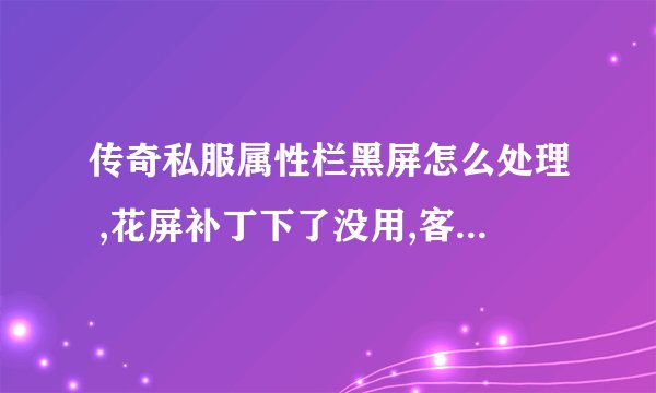 传奇私服属性栏黑屏怎么处理 ,花屏补丁下了没用,客户端重装了N次,别人都可以