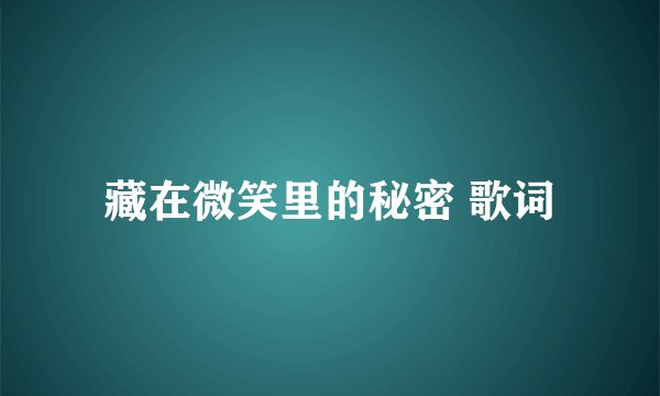 藏在微笑里的秘密 歌词