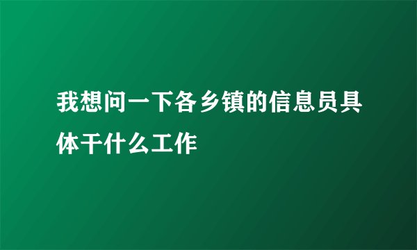 我想问一下各乡镇的信息员具体干什么工作